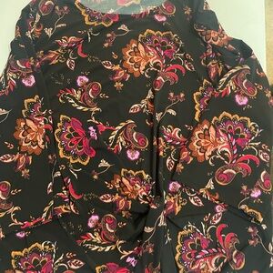 Liz Claiborne Black and Pink Floral Blouse
